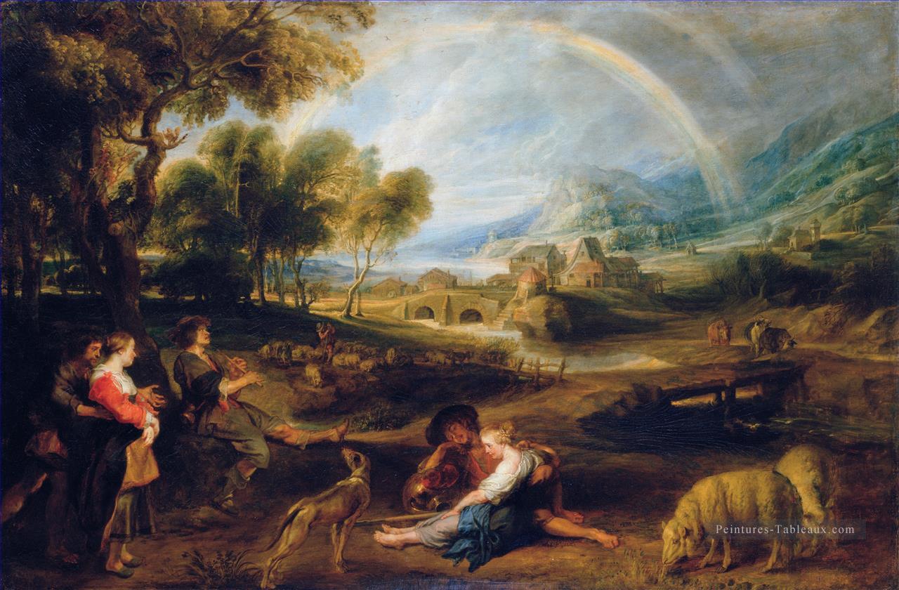 Paysage avec un Rainbow 1632 Baroque Peter Paul Rubens Peintures à l'huile